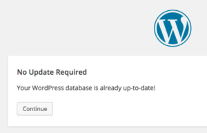 WordPress Database is already up to date